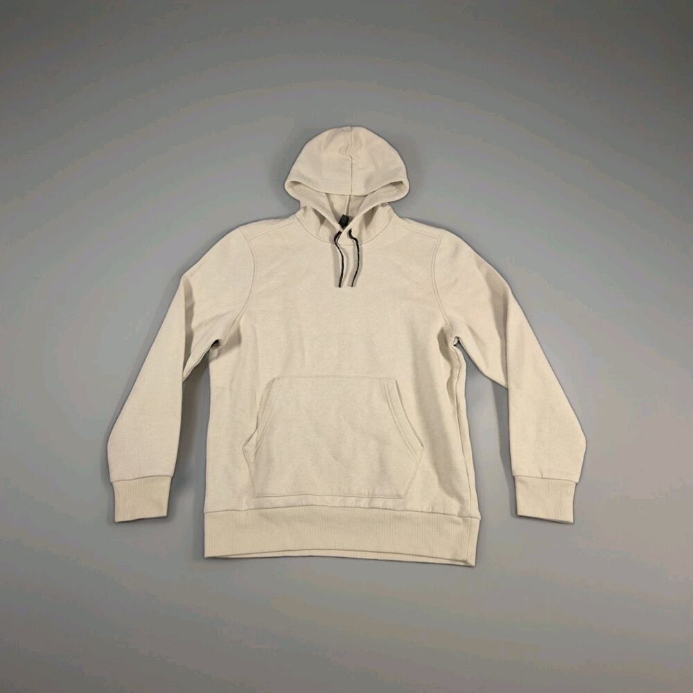 Z By Zella Men's Cotton Fleece Hoodie Size M Beige Drawstring Hood Kangaroo C14